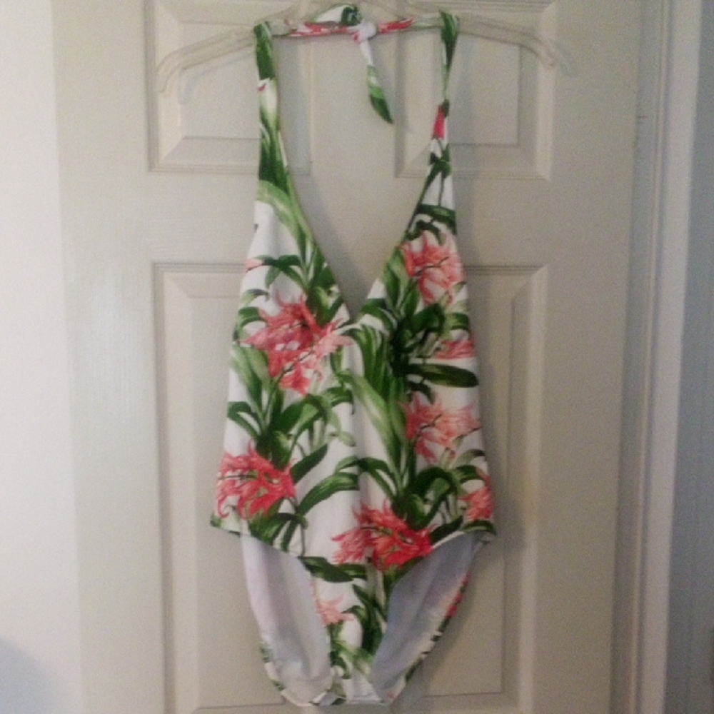 CATALINA Halter Swimsuit - Tropical Floral - XL